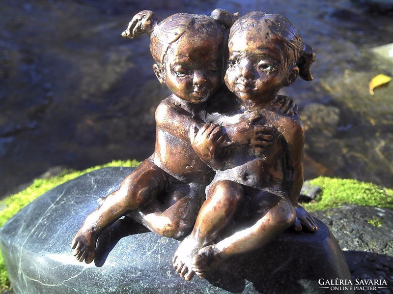 Twins (brothers) bronze statue sculpture