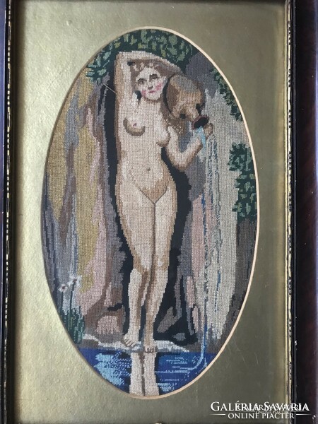 Antique needle tapestry - nude tapestry picture