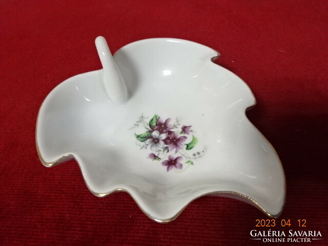 Hölóháza porcelain, centerpiece with a leaf pattern. Violet pattern. Jokai.