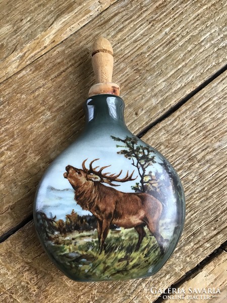 Old Bavarian small porcelain hunting flask