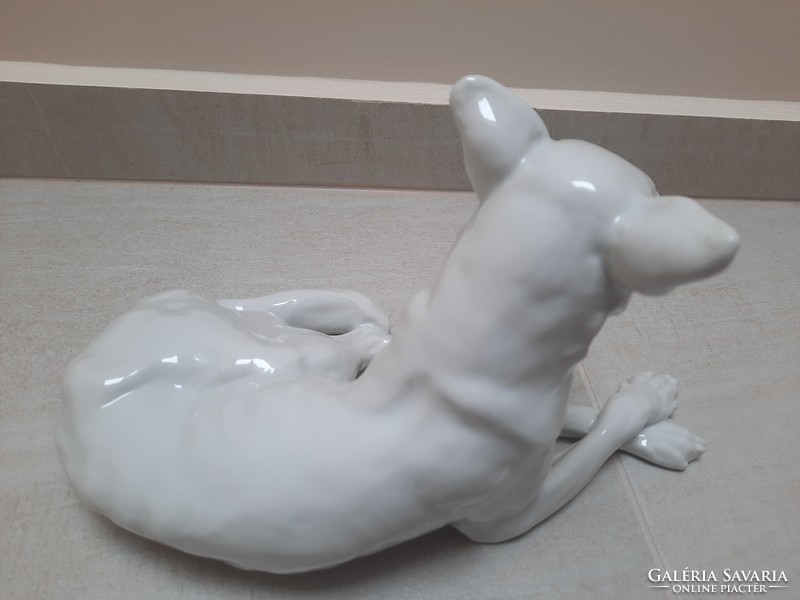 White Herend porcelain reclining dog figure