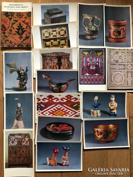 16 pcs of Russian folk handicraft postcards - post office