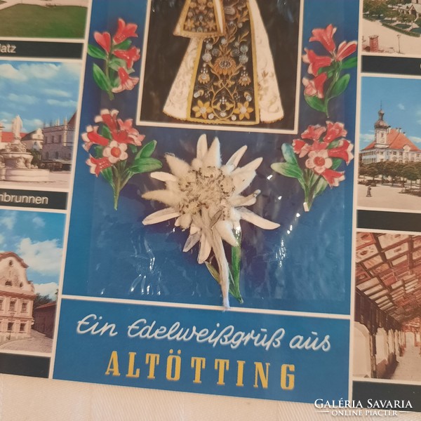 Különleges képeslap a bajorországi Altöttingből  havasi gyopárral, eredeti celofán tokkal kb.1990.