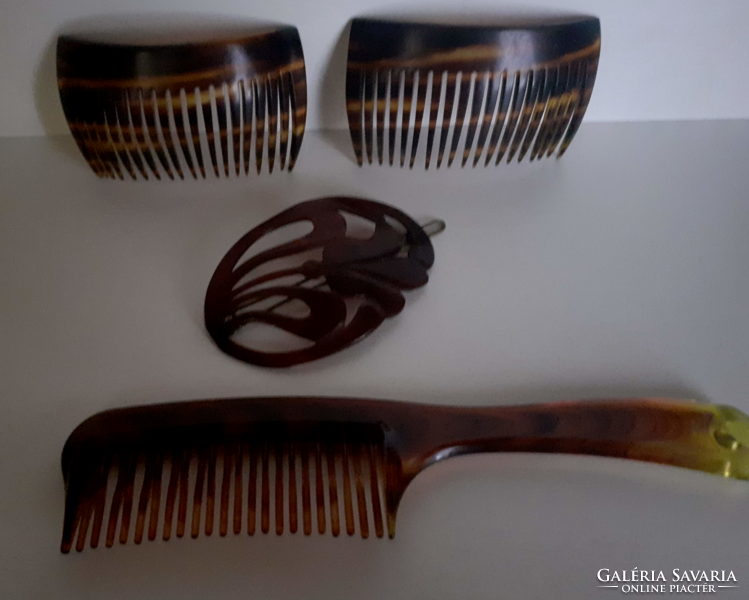 Retro amber-colored hair clip with hairpin combs and a comb in one