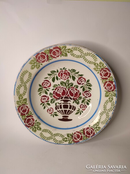 Old Bélapátfalva-marked hard ceramic painted folk wall plate
