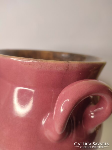 Antik Zsolnay szilke edény ritka rózsaszín zsíros bödön