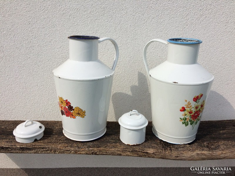 Old floral enamel enamel jug vintage folk decoration water jug water jug