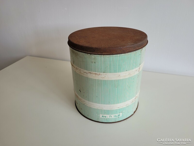 Retro old large size striped metal box storage kitchen metal box flour tin box