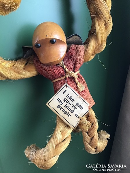 An old monkey figure woven with kay fur can be hung