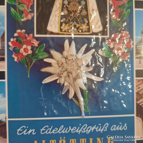 Special postcard from Altötting in Bavaria with snow wool, original cellophane case approx. 1990.