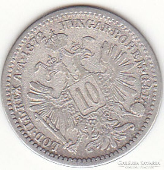 Austro-Hungarian Monarchy 10 silver Austro-Hungarian krajczars 1872