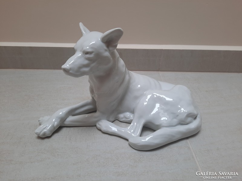 White Herend porcelain reclining dog figure