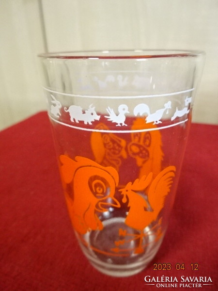 Children's glass cup with colorful animal figures, five pieces. Jokai.