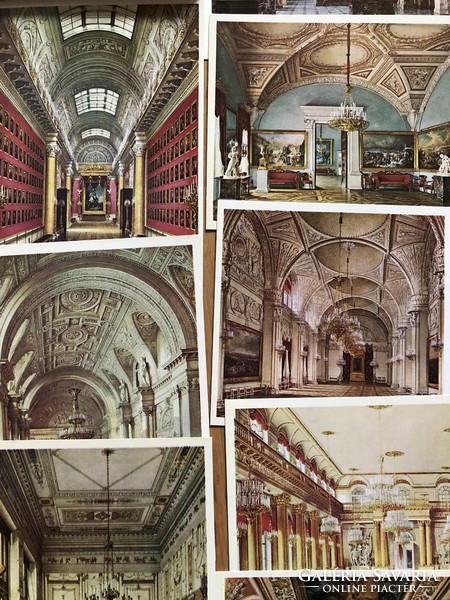 16 db   OROSZ  - Téli Palota -  SZENTPÉTERVÁR   akvarell  képeslap  -  Postatiszta