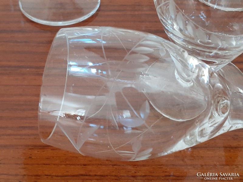 Retro 12 db os talpas pohár készlet röviditalos csiszolt régi üvegpohár