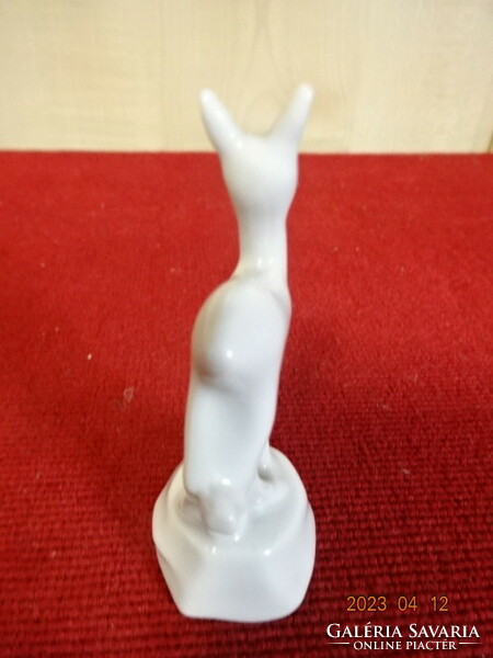 Herendi porcelán figura, fehér őz, magassága 6,5 cm. Jókai.