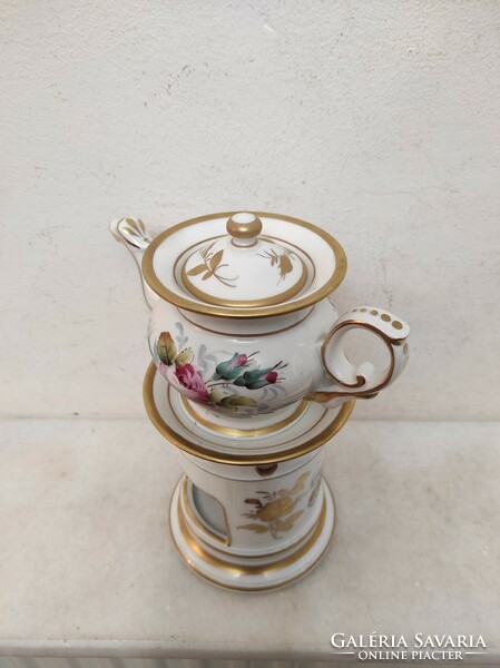 Antique Biedermeier porcelain coffee maker warming candle pot kitchen tool 258 7163