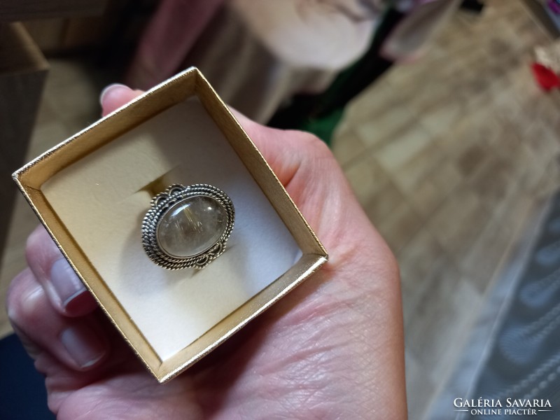 Csodás Arany rutilkvarc ezüstgyűrű 7es méret