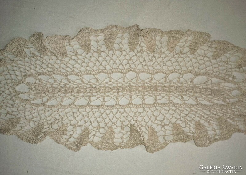 Handmade beige lace tablecloth .16*45 Cm (17)