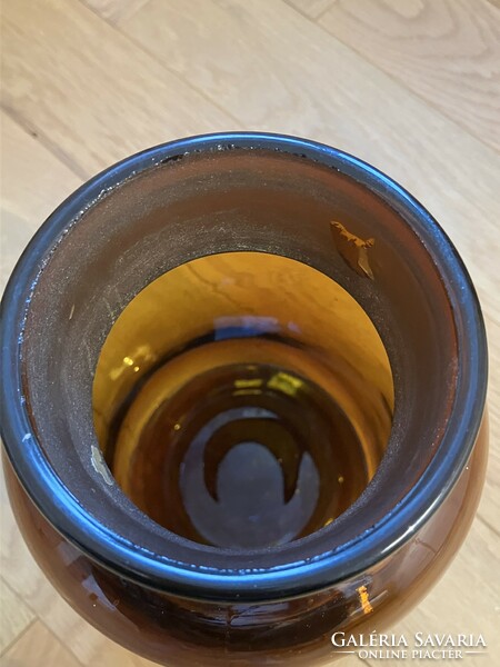 Régi ritka nagyméretű barna patika üveg 3l - 30 cm