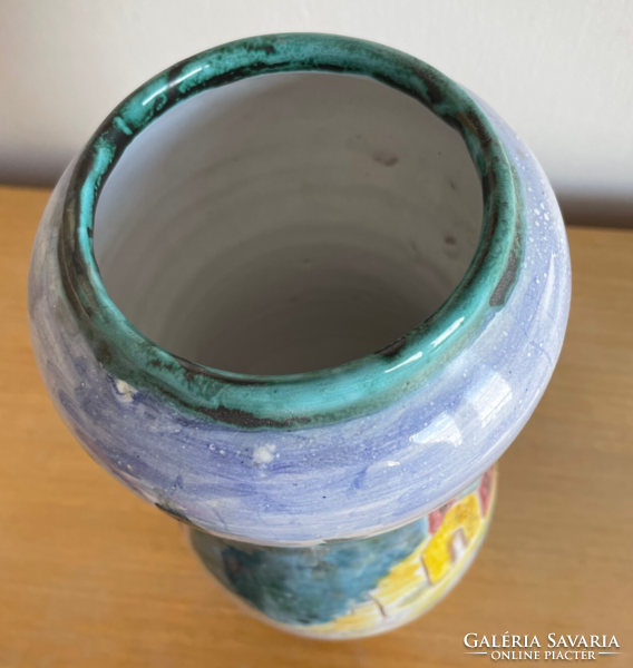 Vase with an Italian landscape (painted-glazed ceramic)