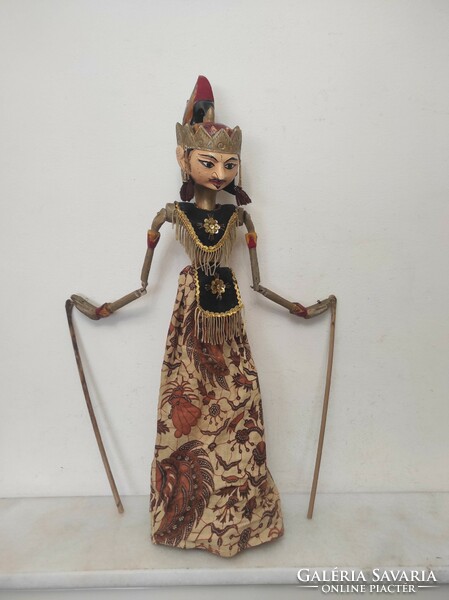 Antik báb Indonézia indonéz Jáva tipikus Jakartai batik jelmezes marionett 262 7165