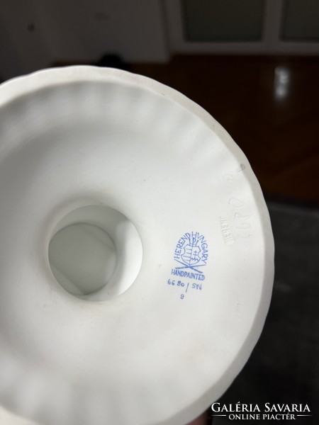 Herendi porcelán dísztágy,kiöntő, Siang Noir dekorral,pecsétes jelzéssel 35 cm magas