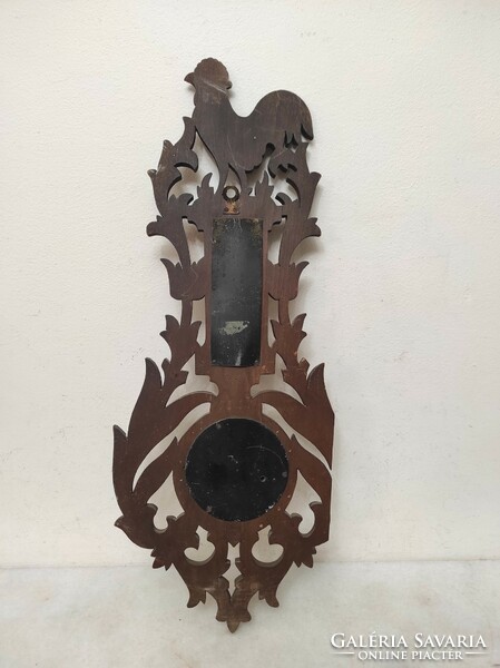 Antique Pewter German Barometer Richly Carved Wall Rooster French Text Working Broken 7260