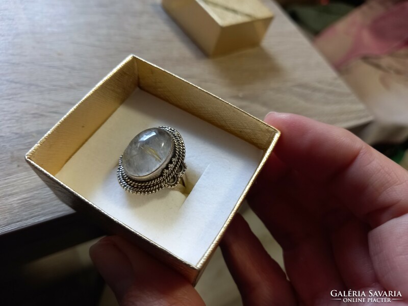 Csodás Arany rutilkvarc ezüstgyűrű 7es méret