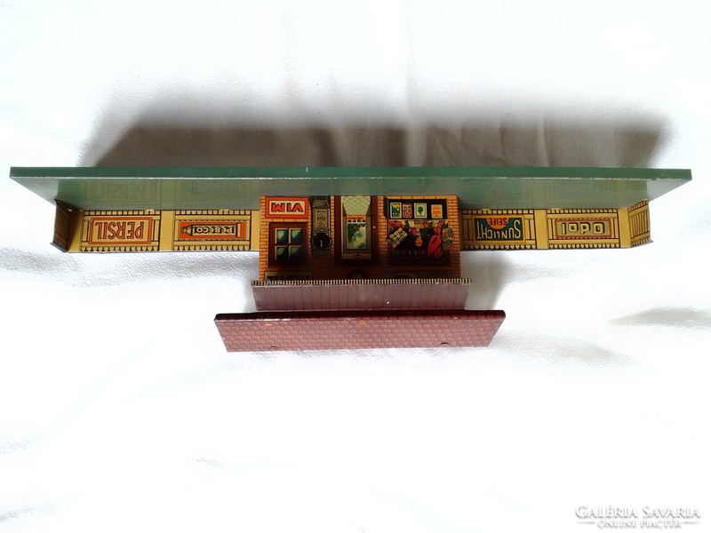 Antique bing 0 model railway station general store building advertisement ad record game 1927 field table