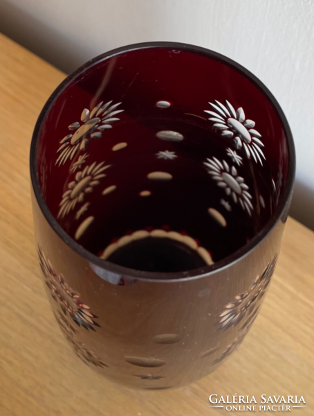 Polished burgundy glass vase