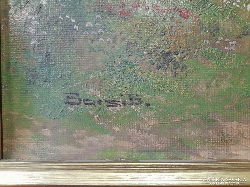 Barsi Béla,Úton Hazafelé Olaj Vászon Festmény. 70 x 60 cm.
