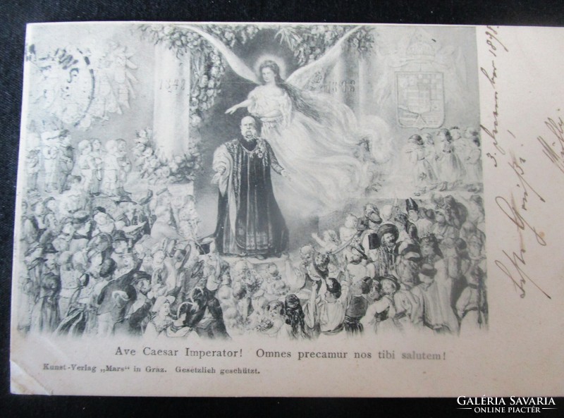 1898 Hungarian King Ferenc József vision of Queen Elizabeth angel original contemporary artist photo sheet