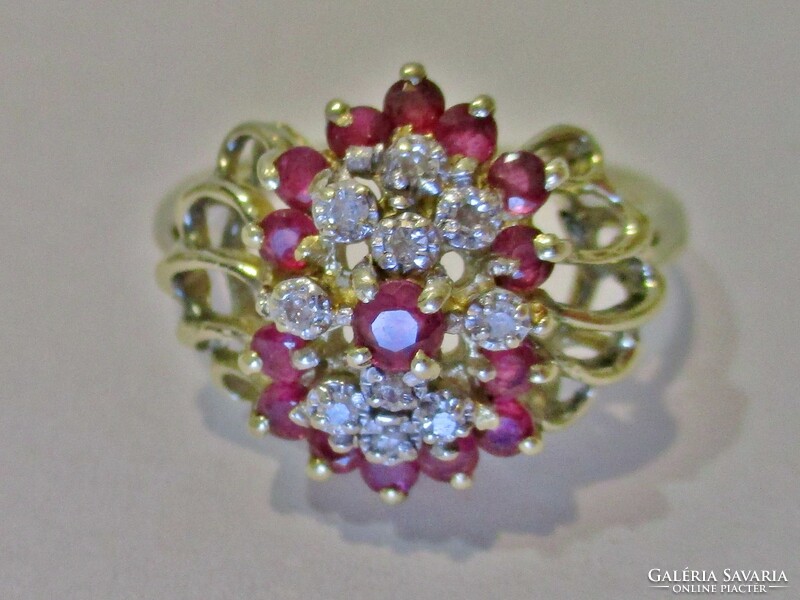 Very nice old 14kt gold ring with 0.15ct diamond and 0.55ct ruby stones