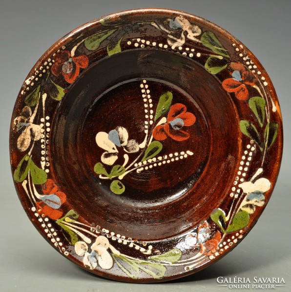Transylvanian Torda wall plate, second half of the 19th century, glazed earthenware,