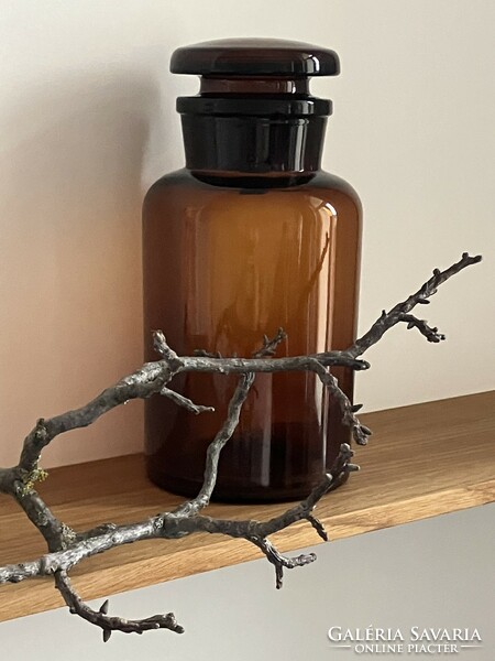Régi ritka nagyméretű barna patika üveg 3l - 30 cm