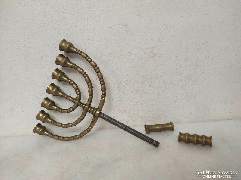 Antik menora patinás réz zsidó gyertyatartó judaika 7 ágú menóra hiányos javításra 239 7147