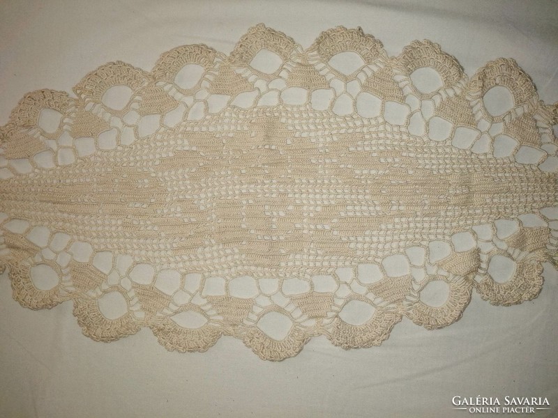 Handmade beige lace tablecloth .34*80 Cm (19)