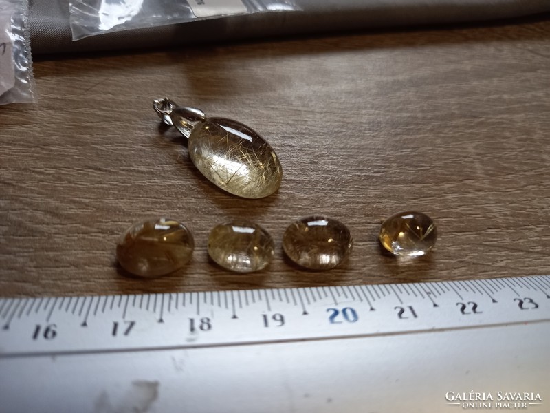 Golden rutile quartz gemstone 4pcs/12ct from Brazil! Real!! Can be used as jewelry!