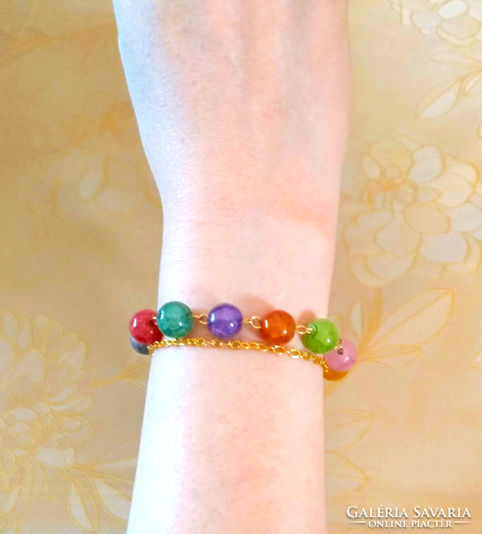 Colorful dragon vein agate bracelet, made of 8 mm beads