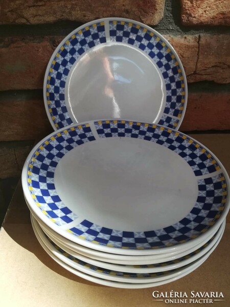 Checkered old breakfast plates 6 pcs