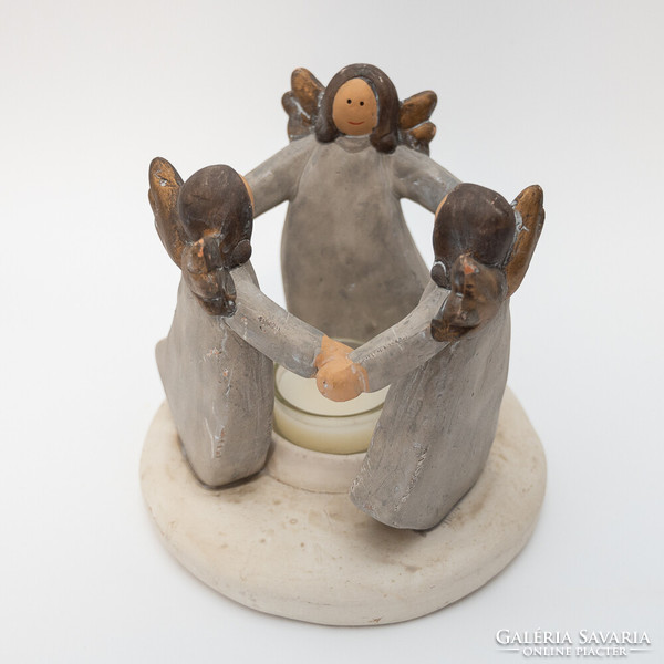 Angels dancing around a candle, ceramic candle holder and Christmas decoration for tea party gilde ha