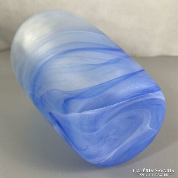 Large veiled Czech vase with a blue bay