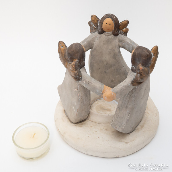 Angels dancing around a candle, ceramic candle holder and Christmas decoration for tea party gilde ha
