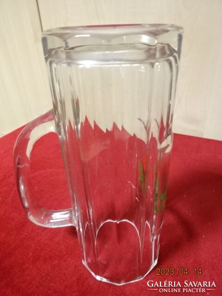 Glass beer mug with sopron inscription. Its height is 20 cm. Jokai.
