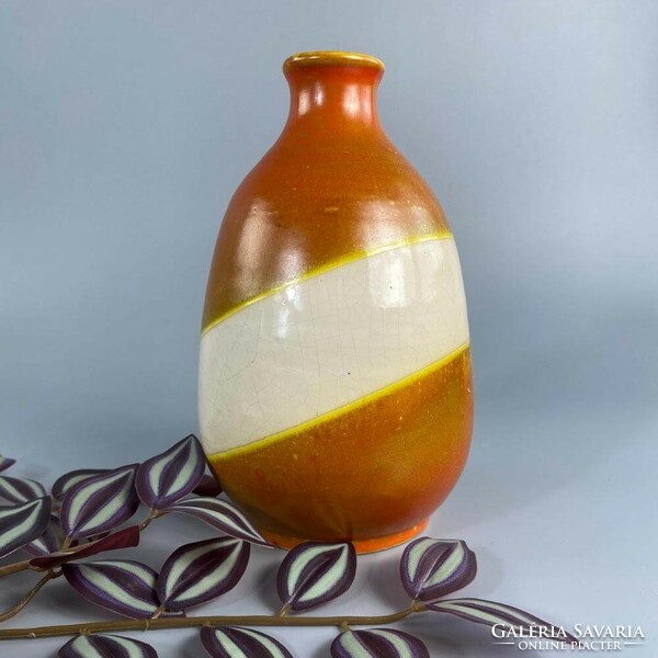 Mid-century California stílusú narncs-fehér váza