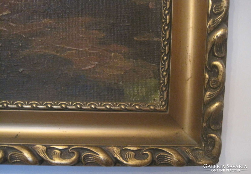 Erdő birkákkal festmény, ismeretlen festő, 61 x 85 cm olaj, keretben