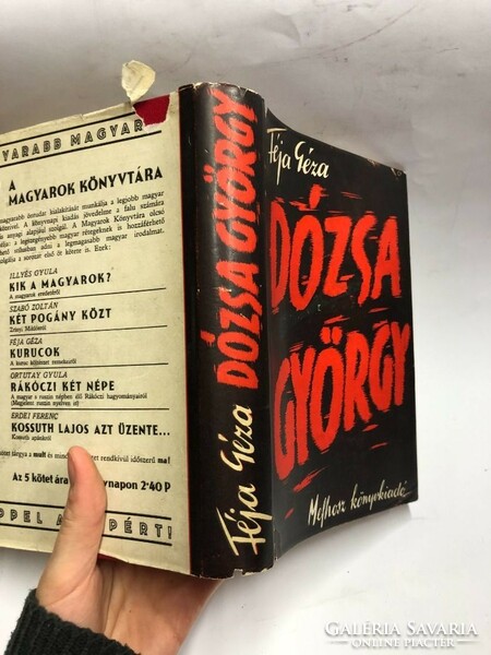 Protective cover collectors!! Féja géza: György dózsa historical study 1939 first edition - mefhosz