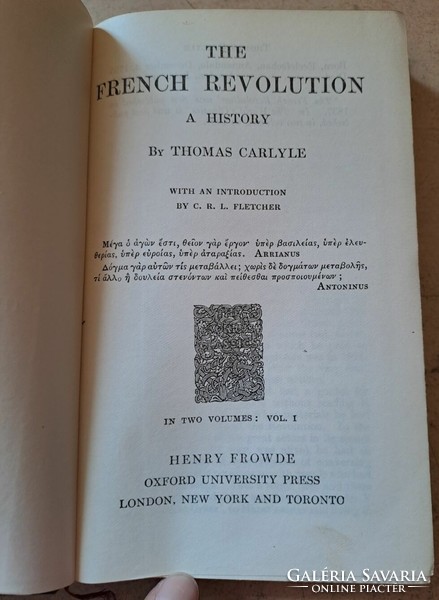 THOMAS CARLYLE: THE FRENCH REVOLUTION I.-II, OXFORD UNIVERSITY  kb 1910 angol nyelvű --bőrkötés!