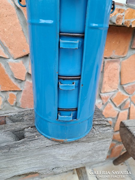 Enameled blue food barrel, food, nostalgia piece, rustic village decoration vintage